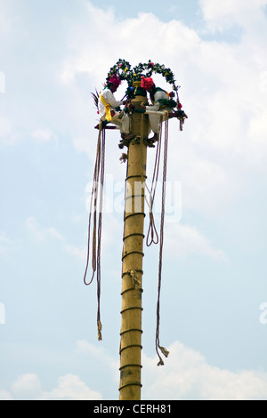 La danza dei volantini o Pole battenti (Danza de los Voladores de Papantla) come raffigurato nel 2010 Smithsonian Folklife Festival Foto Stock