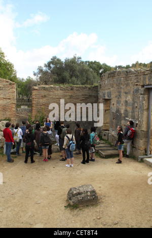 Officina di Fidia, Antica Olympia, Ilia, Peloponneso, Grecia Foto Stock