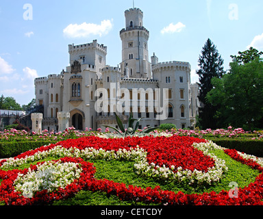 Vecchio Castello di Hluboka nad Vltavou in Repubblica Ceca. Foto Stock