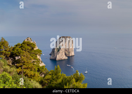 Faraglioni formazioni rocciose isola di Capri ITALIA Foto Stock