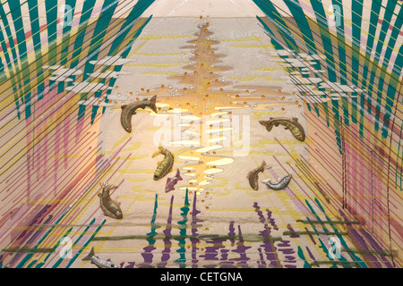 Il panno altare nella Cattedrale di Wells. Con solo circa diecimila residenti, Pozzi è la più piccola città in Inghilterra. Foto Stock