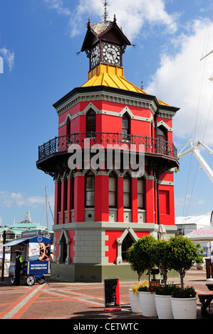 Torre dell'orologio sul Victoria & Alfred Waterfront complessa, Cape Town, Western Cape, Sud Africa Foto Stock