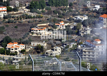 Galilea superiore, una vista del Libano dal kibbutz di Misgav Am Israele Foto Stock