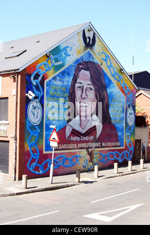 Bobby Sands murale numero di Belfast 3050 Foto Stock
