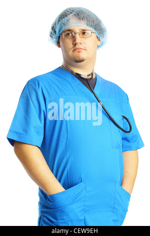 Medico close up isolate su sfondo bianco Foto Stock
