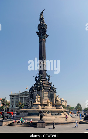 Christopher Columbus statua Barcellona Spagna Europa Catalogna Foto Stock