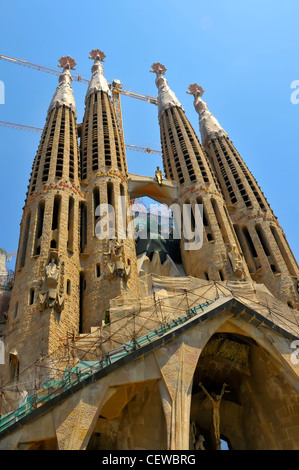 La Sagrada Familia di Gaudi cattedra incompiuto lBarcelona Europa Spagna Catalogna Foto Stock