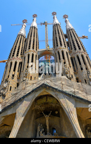 La Sagrada Familia di Gaudi cattedra incompiuto lBarcelona Europa Spagna Catalogna Foto Stock