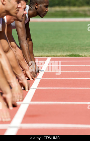 Atleti alla linea di partenza Foto Stock