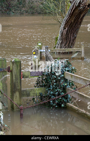 Inondati gateway su un sentiero pubblico. Foto Stock