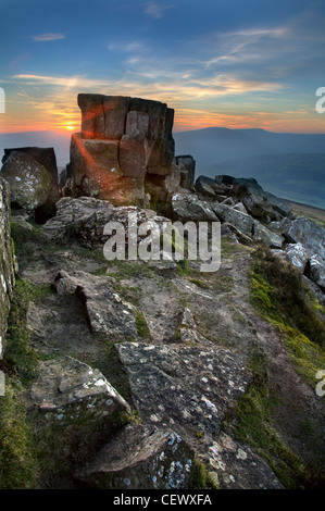 Guardando ad ovest da la montagna Sugar Loaf vicino a Abergavenny in Galles del Sud. Foto Stock