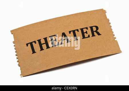 Detailansicht einer Karte aus Papier mit der Aufschrift Teatro | Dettaglio foto di una scheda di carta con la scritta Theatre Foto Stock