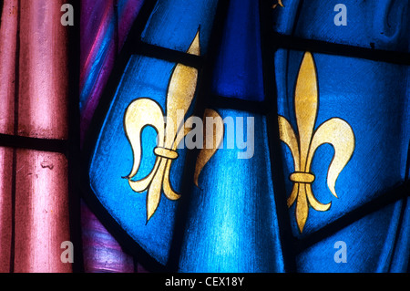 Il vetro macchiato, St. Denys Chiesa, Little Compton, Warwickshire, Inghilterra, Regno Unito Foto Stock
