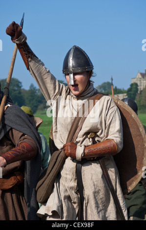 La battaglia di Hastings rievocazione, Abbazia di Battle, East Sussex, Inghilterra Foto Stock