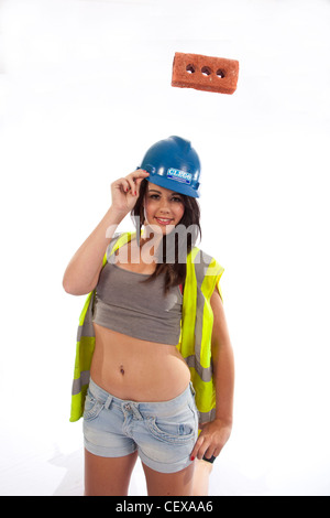 La ragazza di elmetto Foto Stock