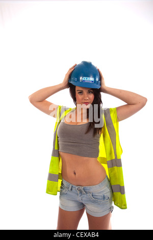 Ragazza con elmetto Foto Stock