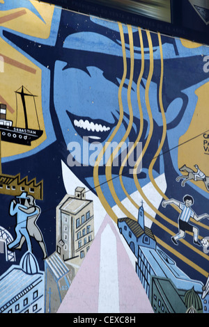 Pittura murale Carlos Gardel a Palermo, Buenos Aires, Argentina Foto Stock