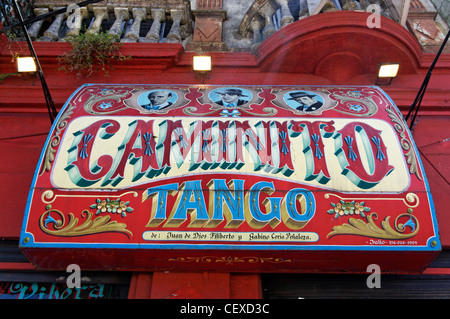 Caminoto segno di Tango a La Boca, Buenos Aires, Argentina Foto Stock