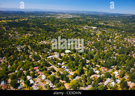 Una veduta aerea di case; Portland, Oregon, Stati Uniti d'America Foto Stock