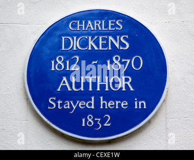 Charles Dickens targa blu Highgate London REGNO UNITO Foto Stock