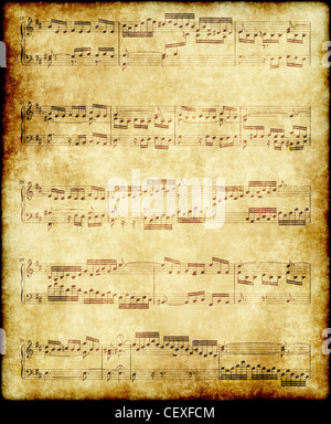 Note di musica di Bach sul vecchio marrone carta vintage Foto Stock