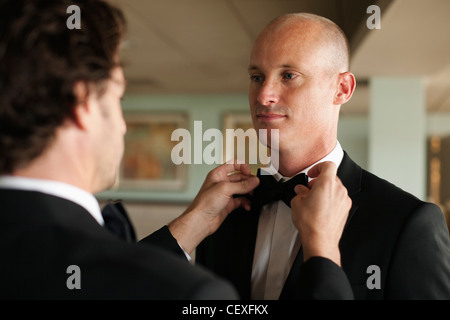 Uomo sposo di regolazione del filtro bow tie Foto Stock