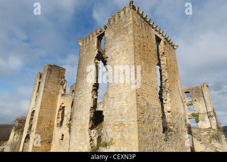 Rovine del Chateau de Lagarde, castello, nella città di Lagarde, Ariège, Midi-Pirenei, Francia. Foto Stock