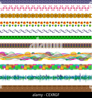 Corredo di elementi per la progettazione - strisce in stili diversi Foto Stock