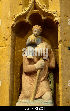 San Cristoforo statua, Chiesa di Tutti i Santi, Evesham, Worcestershire, England, Regno Unito Foto Stock