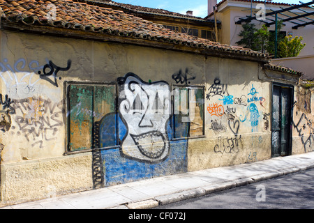 Graffiti vicino a Plaka Atene nel febbraio 2012 Foto Stock