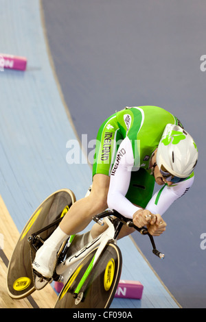 Martyn IRVINE (IRL) Uomini Omnium crono, UCI ciclismo su pista World Cup 2012 parte della London prepara la serie. Foto Stock