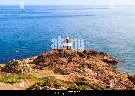 Noirmont Point Lighthouse, St. Aubin's Bay, Jersey, le Isole del Canale Foto Stock