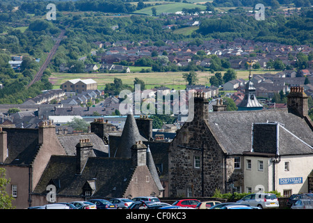 Vista su tutta la città di Stirling preso dal Castello Stilrling Foto Stock