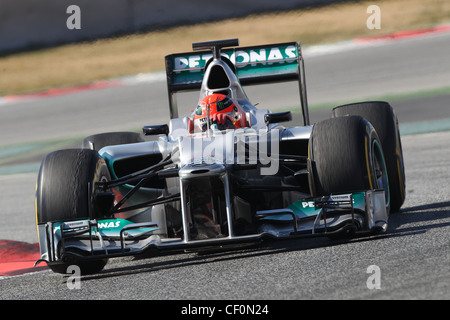 © Simone Rosa/Semedia 23-02-2010 Barcellona (Esp) Test di F1 - vetture nella foto: Michael Schumacher - Merdedes Gp Petronas Foto Stock