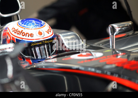 © Simone Rosa/Semedia 23-02-2010 Barcellona (Esp) Test di F1 - vetture nella foto: Jenson Button - Vodafone McLaren Mercedes Foto Stock