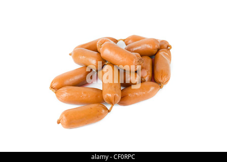 Salsicce isolato su uno sfondo bianco Foto Stock