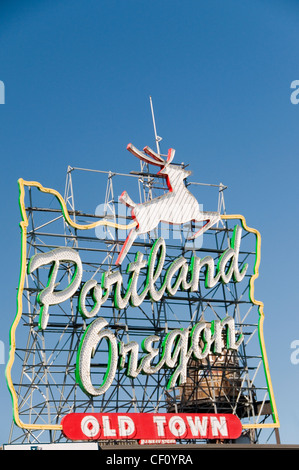 Il Cervo Bianco segno, Portland Oregon Foto Stock