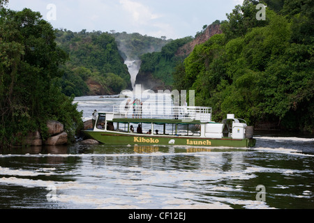 Turismo in chiatta da delle Cascate Murchison nel Nilo in Uganda Foto Stock