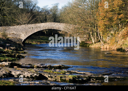 Ponte che attraversa il fiume Ribble forza Stainforth Stainforth Settle Yorkshire Dales Inghilterra Foto Stock