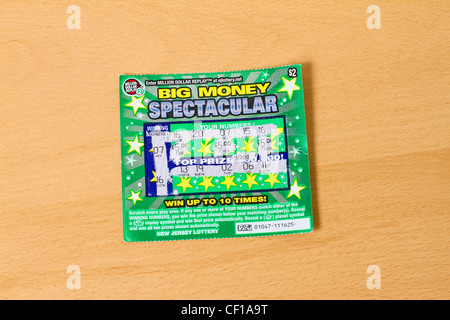 Vincente lotteria scratch cards, Big Money spettacolare, New Jersey Lottery Foto Stock