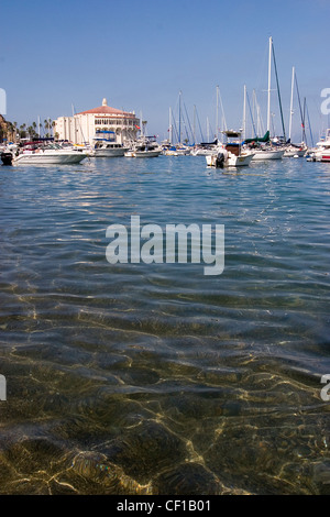 Avalon, California isola Catalina le acque della baia di Avalon portano al casinò e il Casinò Point Dive Park. Foto Stock