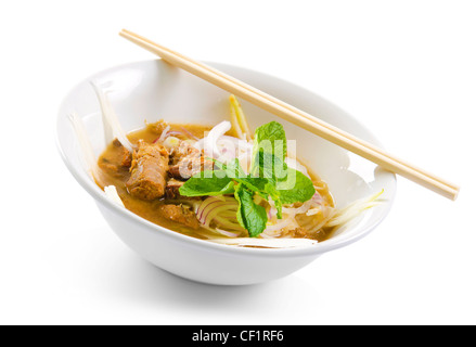 Famoso malese zuppa piccante tagliatelle, Penag laksa Asam Foto Stock