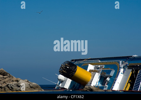 Costa Concordia nave relitto sul Isola del Giglio, Toscana, Italia Foto Stock