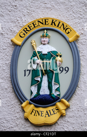 La Greene King Brewery segno, Histon Road, Cambridge, Inghilterra, Regno Unito Foto Stock