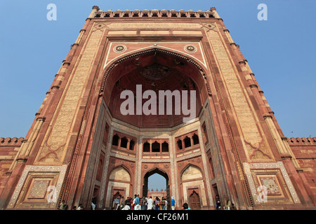 India, Uttar Pradesh, Fatehpur Sikri, Jama Masjid moschea, Buland Darwaza, Porta Vittoria, Foto Stock