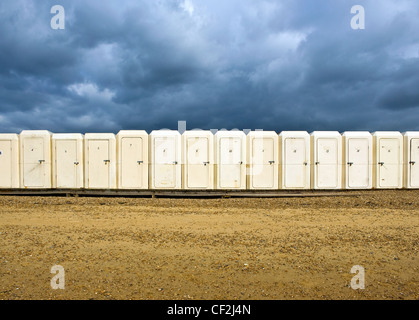 Il Chalkwell cabine, in fibra di vetro di cabine lungo Chalkwell Esplanade. Foto Stock