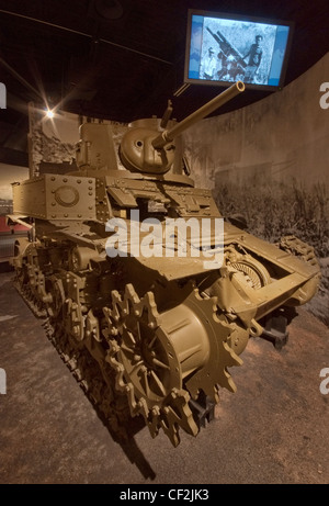 American M3 Stuart serbatoio visualizzati presso la George H W Bush Gallery presso il Museo Nazionale della Guerra del Pacifico in Fredericksburg, Texas, Stati Uniti d'America Foto Stock