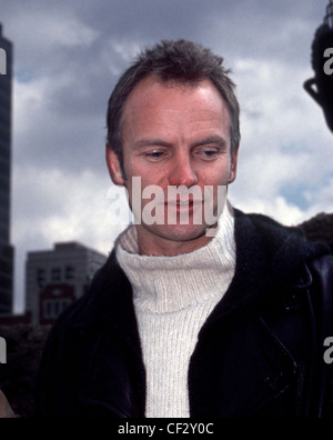 Il musicista rock Sting pone per i fotografi ad una Fondazione Rainforest evento promozionale Foto Stock