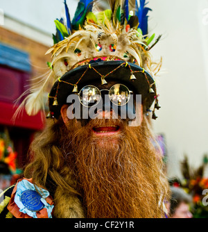 Un membro del suino nero confine Morris all'annuale Festival spazia in Medway. Foto Stock