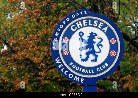 Chelsea Football Club segno vicino a Stamford Bridge di Londra. Foto Stock